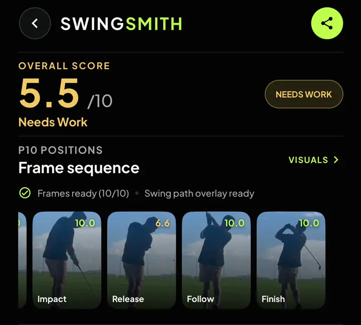 P1–P10 native app sequence, showing Impact through Finish.